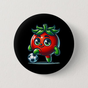 Cute Tomato Soccer Player Kawaii Footll Cartoon 6 Cm Round Badge