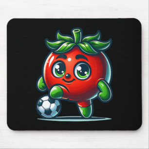 Cute Tomato Soccer Player Kawaii Footll Cartoon Mouse Pad