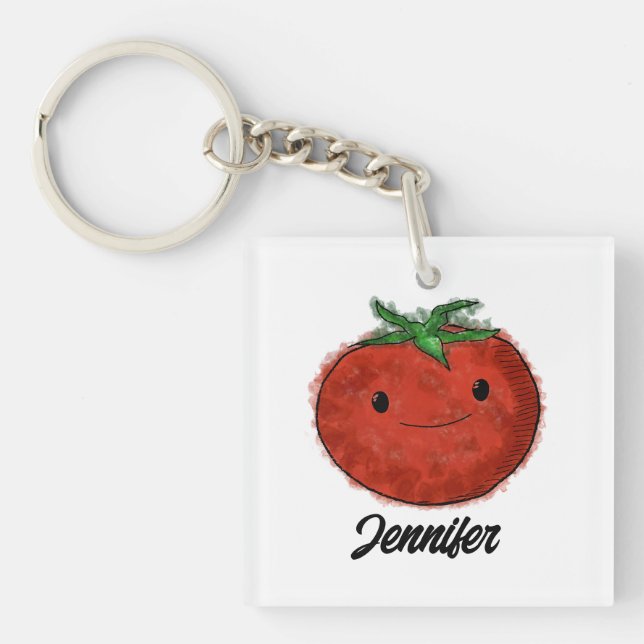 Cute Tomato Watercolor Key Ring (Front)