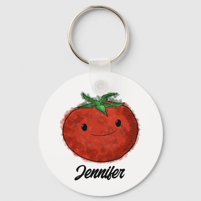 Cute Tomato Watercolor Key Ring (Front)