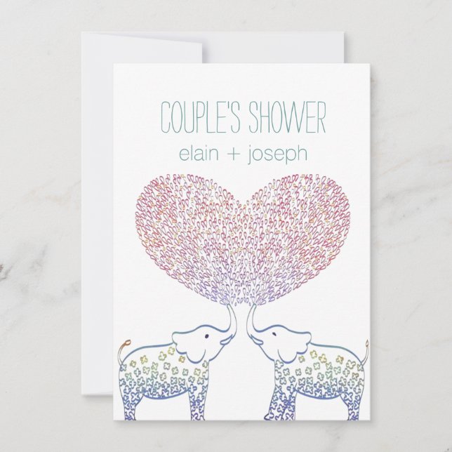 Cute Tons of LOVE Elephant COUPLES SHOWER Invitation (Front)