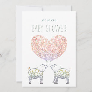 Cute Tons of LOVE Elephant Heart BABY SHOWER  Invitation
