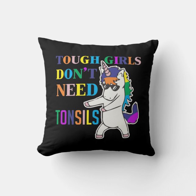 Cute Tonsil Removal Surgery Unicorn Girl Recovery Cushion (Front)