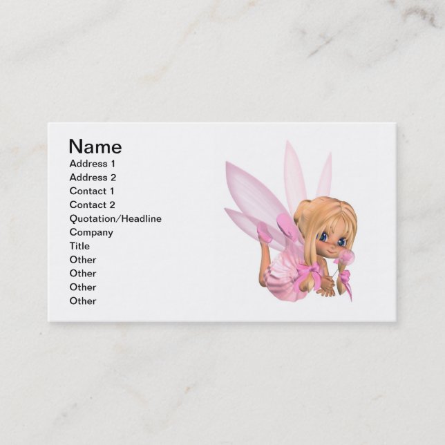 Cute Toon Ballerina Fairy in Pink Business Card (Front)