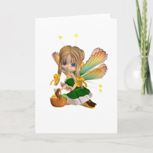 Cute Toon Easter Fairy - 2 Holiday Card