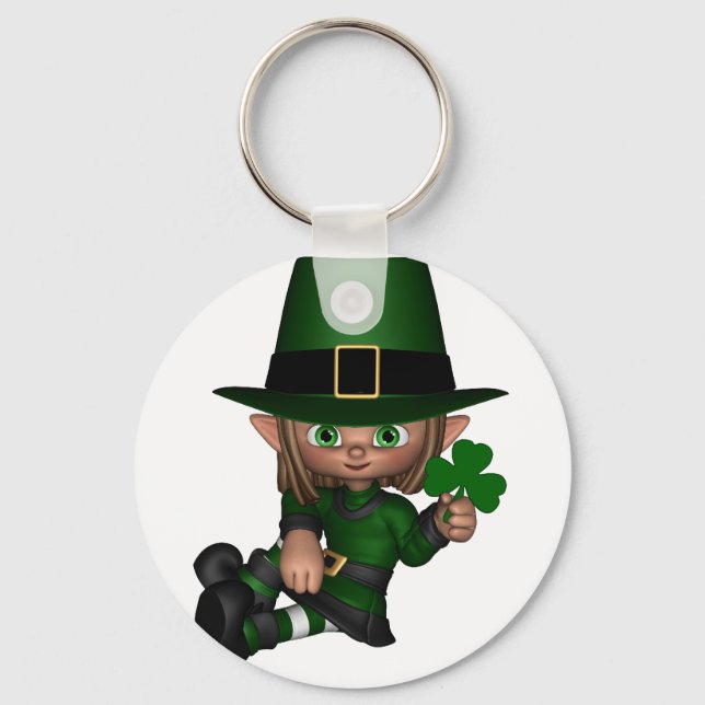 Cute Toon Irish Leprechaun - 1 Key Ring (Front)