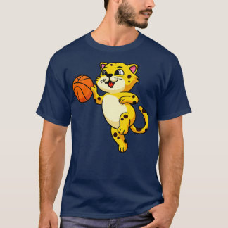 Cute toon Leopard Cat plays Basketball Kids T-Shirt