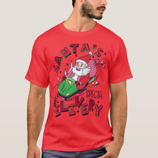 Cute toon Santas Special Delivery Snowmobile T-Shirt