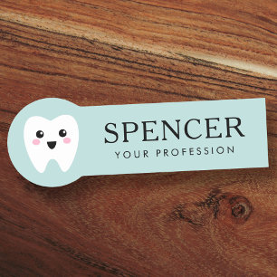 Cute tooth aqua blue dentist dental clinic name ta tag