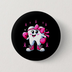 Cute Tooth Boxing Gloves Breast Cancer Awareness P 6 Cm Round Badge