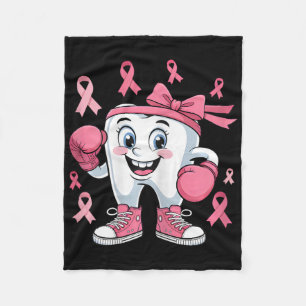 Cute Tooth Boxing Gloves Breast Cancer Awareness P Fleece Blanket