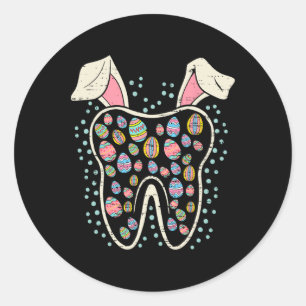 Cute Tooth Bunny Easter Funny Teeth Dentist Dental Classic Round Sticker