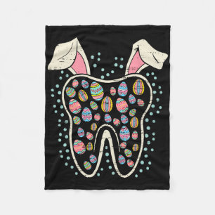 Cute Tooth Bunny Easter Funny Teeth Dentist Dental Fleece Blanket