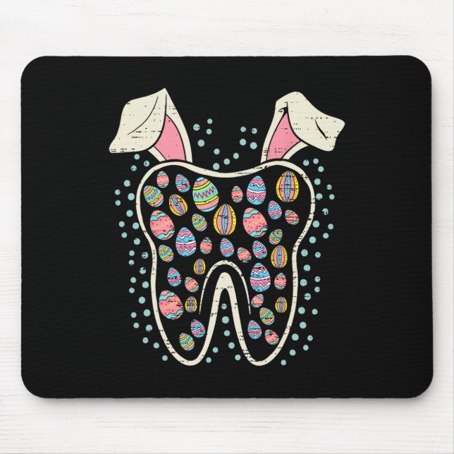 Cute Tooth Bunny Easter Funny Teeth Dentist Dental Mouse Pad (Front)