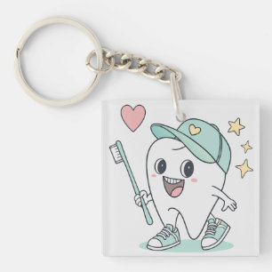 Cute Tooth Cartoon – Kids Dental Acrylic Keychain