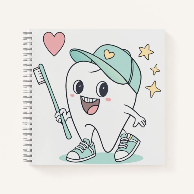 Cute Tooth Cartoon – Kids Dental Notebook (Front)