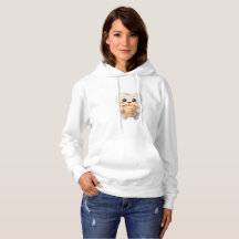 Cute Tooth Character Holding Coffee Cup Hoodie