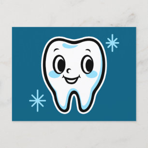 Cute tooth character holiday postcard