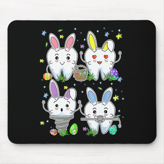 Cute Tooth Dental Squad Dental Assistant Easter Da Mouse Pad (Front)