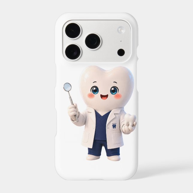 Cute Tooth Dentist Character iPhone Case (Back)