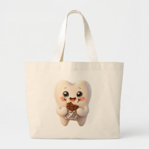 Cute Tooth Eating Chocolate Kawaii Dental Tote Bag