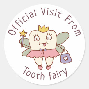 Cute Tooth Fairy Doodle Classic Round Sticker