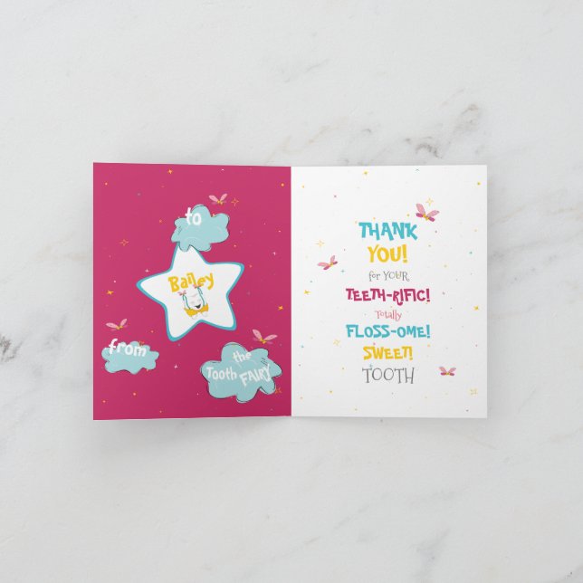 Cute Tooth Fairy Sparkly Magical Funny Pun Card (Inside)