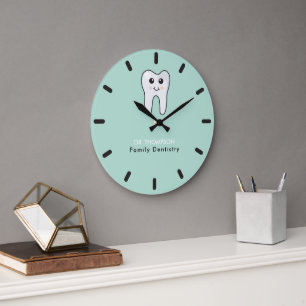Cute Tooth Family Dentistry Business Large Clock