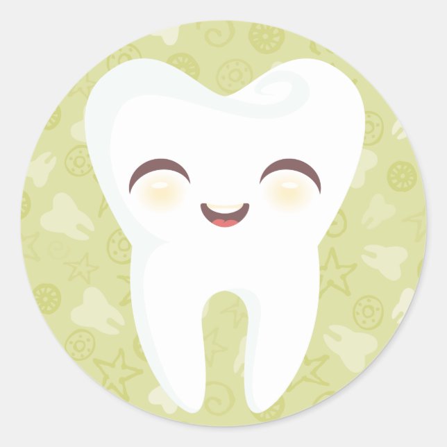 Cute Tooth - Green Stickers (Front)