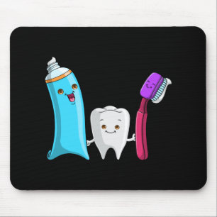 Cute tooth holding toothbrush and toot paste mouse pad