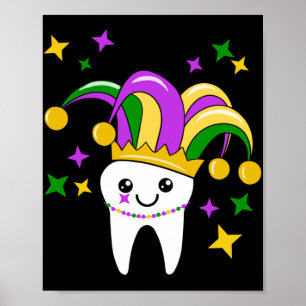 Cute Tooth Jester Hat Mardi Gras _ Funny Dentist L Poster