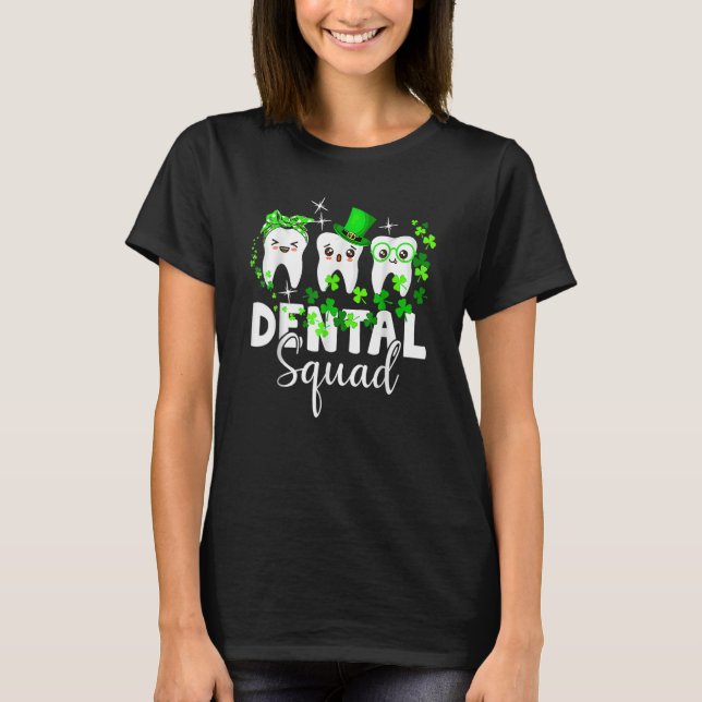 Cute Tooth Leprechaun Hat Dental Squad St Patrick' T-Shirt (Front)