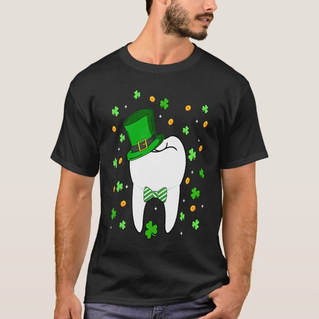 Cute Tooth Leprechaun Hat Dental Squad St Patrick' T-Shirt (Front)