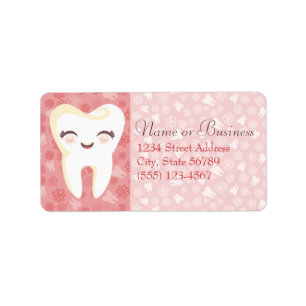 Cute Tooth - Pink Custom Address Labels