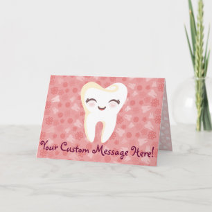 Cute Tooth - Pink - Custom Greeting Card