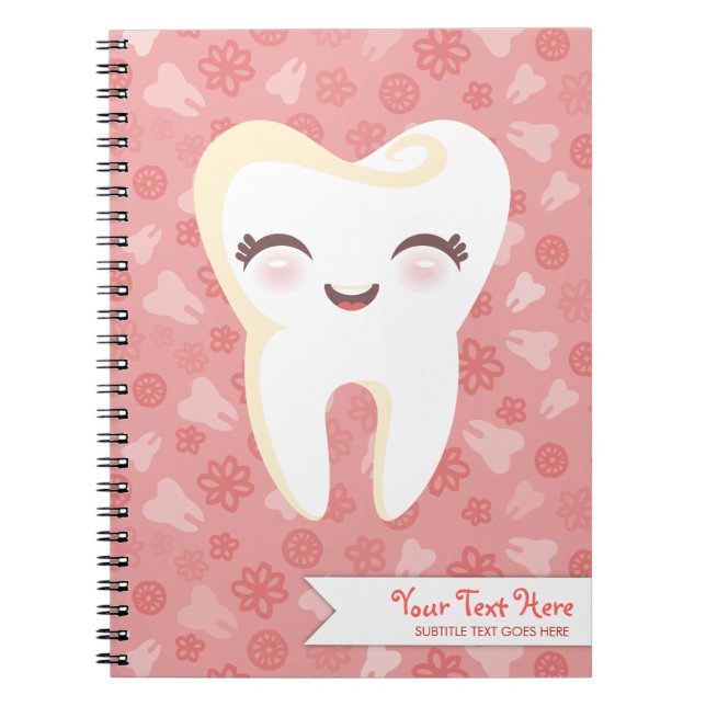 Cute Tooth - Pink Custom Notebook (Front)