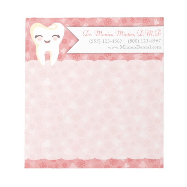 Cute Tooth - Pink Custom Notepad (Front)