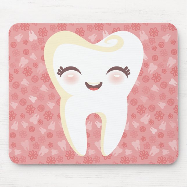 Cute Tooth - Pink Customisable Mousepad (Front)