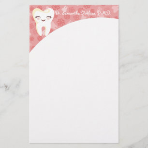 Cute Tooth - Pink Personalised Stationery