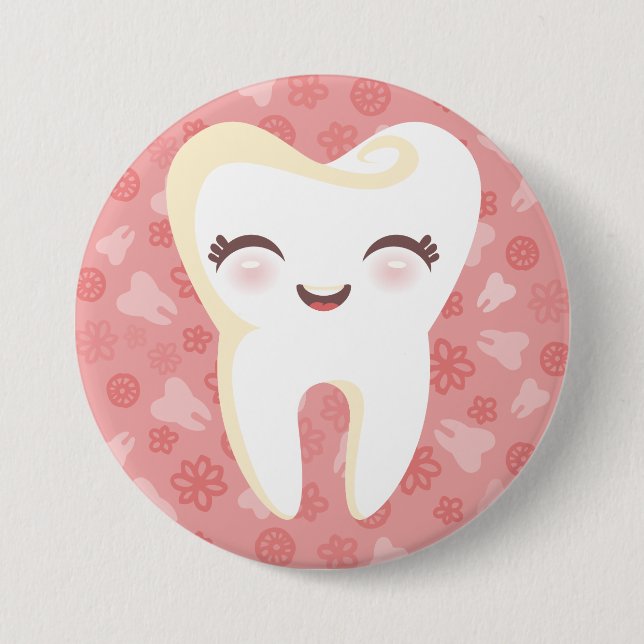 Cute Tooth - Pink Pin Button (Front)