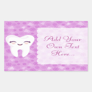 Cute Tooth - Purple Custom Text Stickers