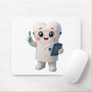 Cute Tooth Scientist Mouse Pad Dental Lab Coat D