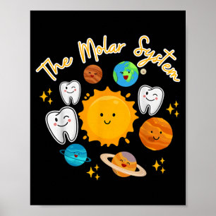 Cute Tooth Solar System Paediatrics Dentist Dental Poster