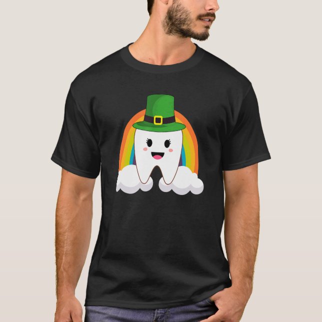 Cute Tooth With Hat Dental Assistant Tee St Patric (Front)
