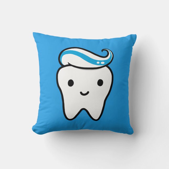 Cute Tooth with Toothpaste | Funny Molar Cushion (Front)