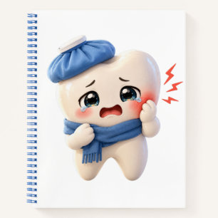 Cute Toothache Tooth Character Spiral Notebook