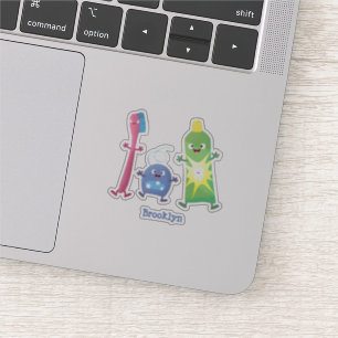 Cute toothbrush toothpaste dental floss cartoon