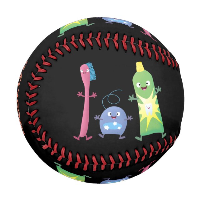 Cute toothbrush toothpaste dental floss cartoon baseball (Front Left)