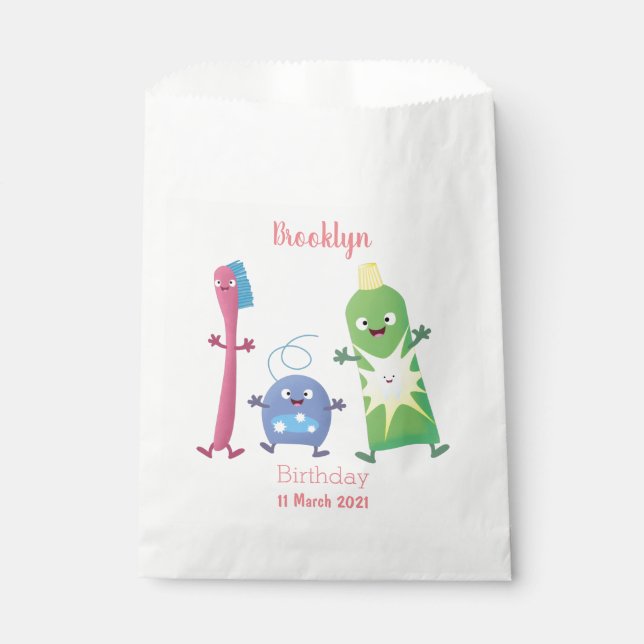 Cute toothbrush toothpaste dental floss cartoon favour bag (Front)
