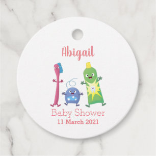 Cute toothbrush toothpaste dental floss cartoon favour tags